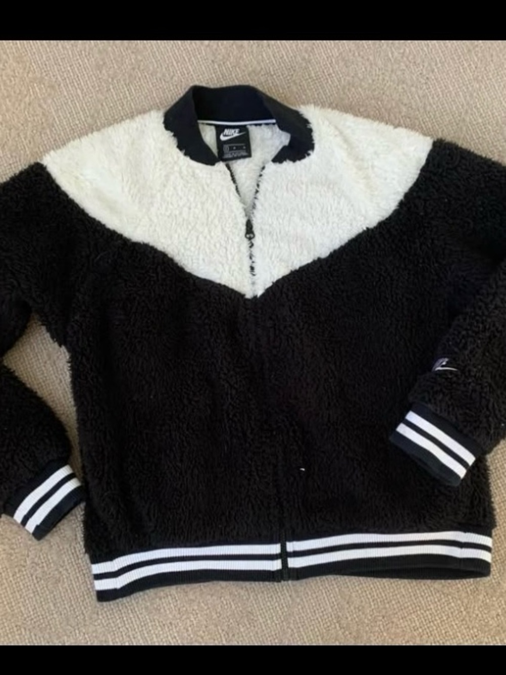 Nike Black & White Sherpa Zip-Up Jacket